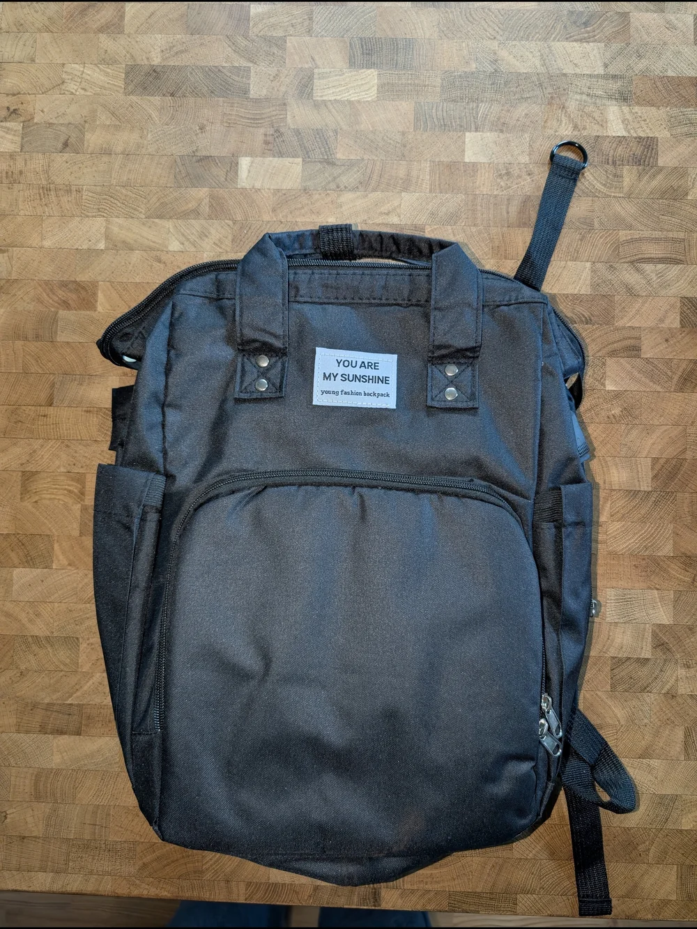 Black Multi-Compartment Backpack Diaper With Bassinet Changer